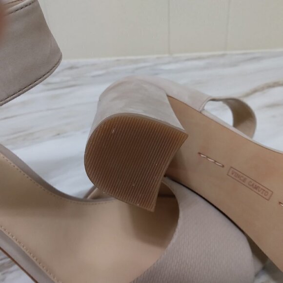 Vince Camuto |  Shelbin 3 Tan Suede Ankle Strap Sandal Size Block Heel | Size10M - Picture 11 of 15
